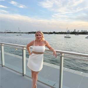 Alexis White Dress with Gold Detailing